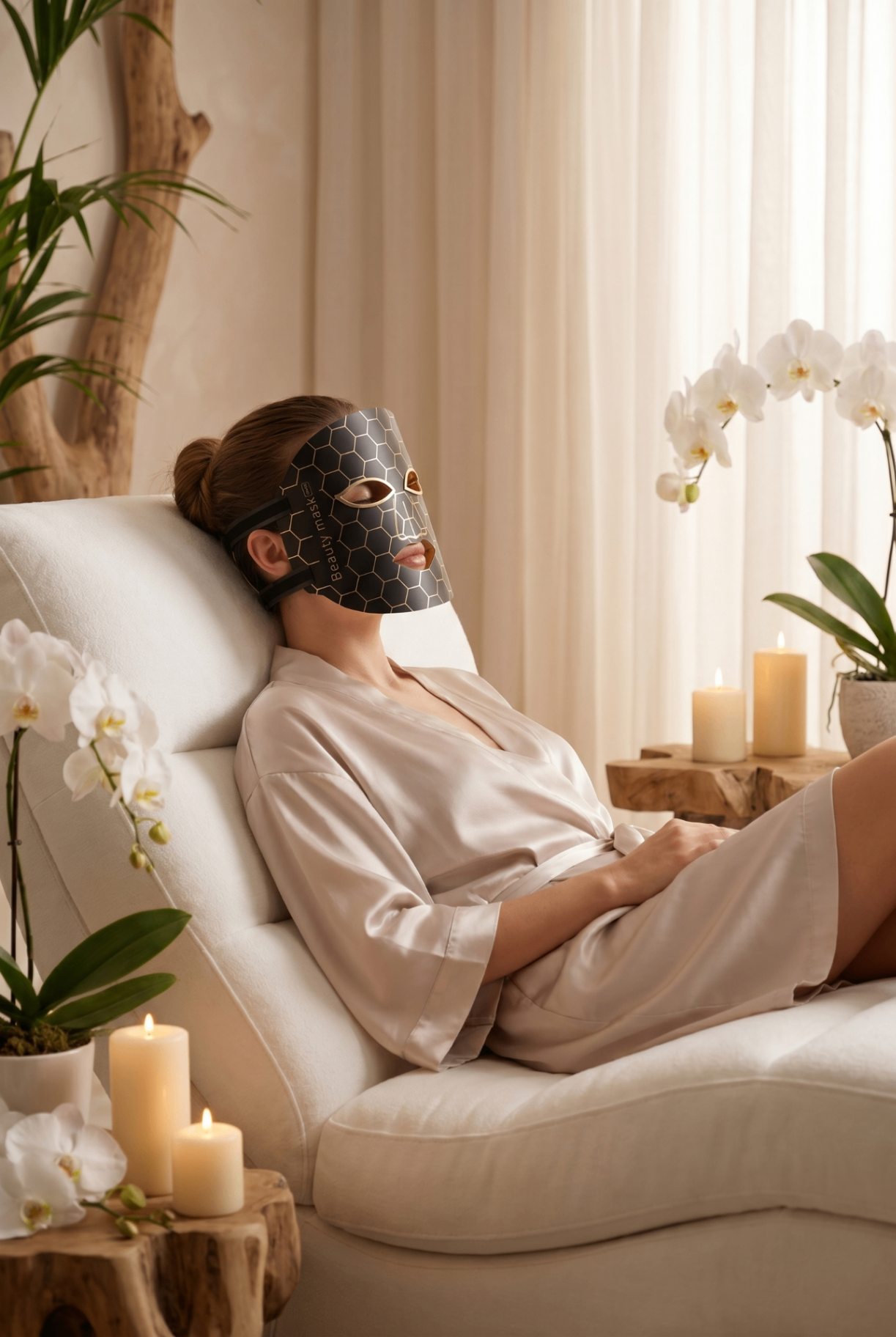 Woman wearing Luméa LED mask